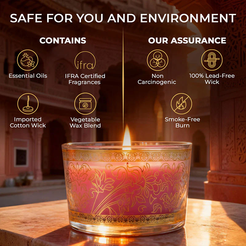 Rose Scented Bowl Candle, 85 g| Festive Pink Haveli Collection, 2025-26 - Image 7