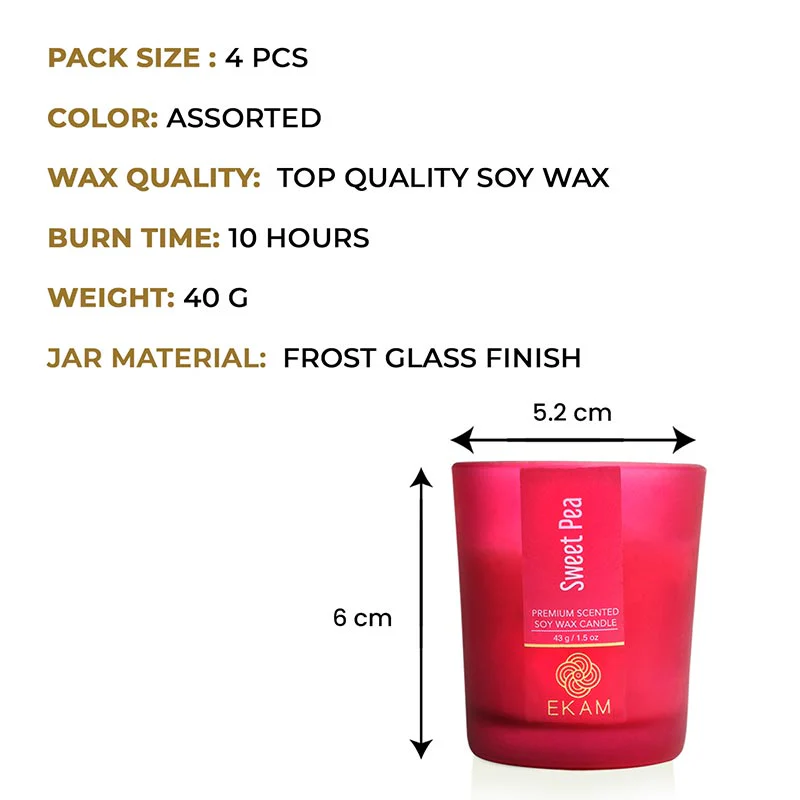 4 Pack Candles Gift Set| Black Tea & Pomegranate, Sweet Pea, Forest Pine, Mahogany - Image 7