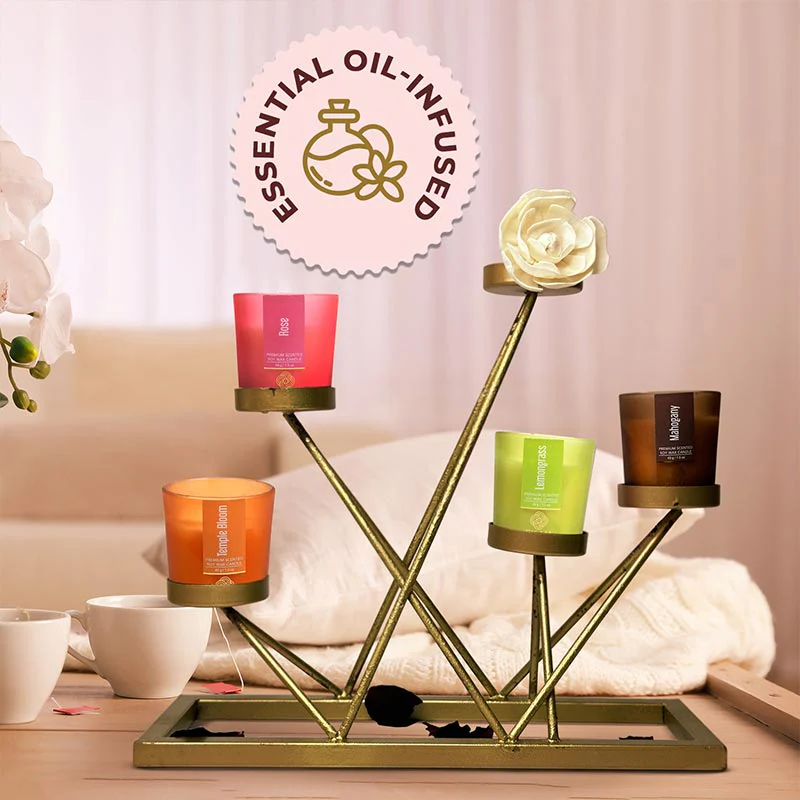 4 Pack Candles Gift Set| Temple bloom, Mahogany, Rose, Lemongrass - Image 10