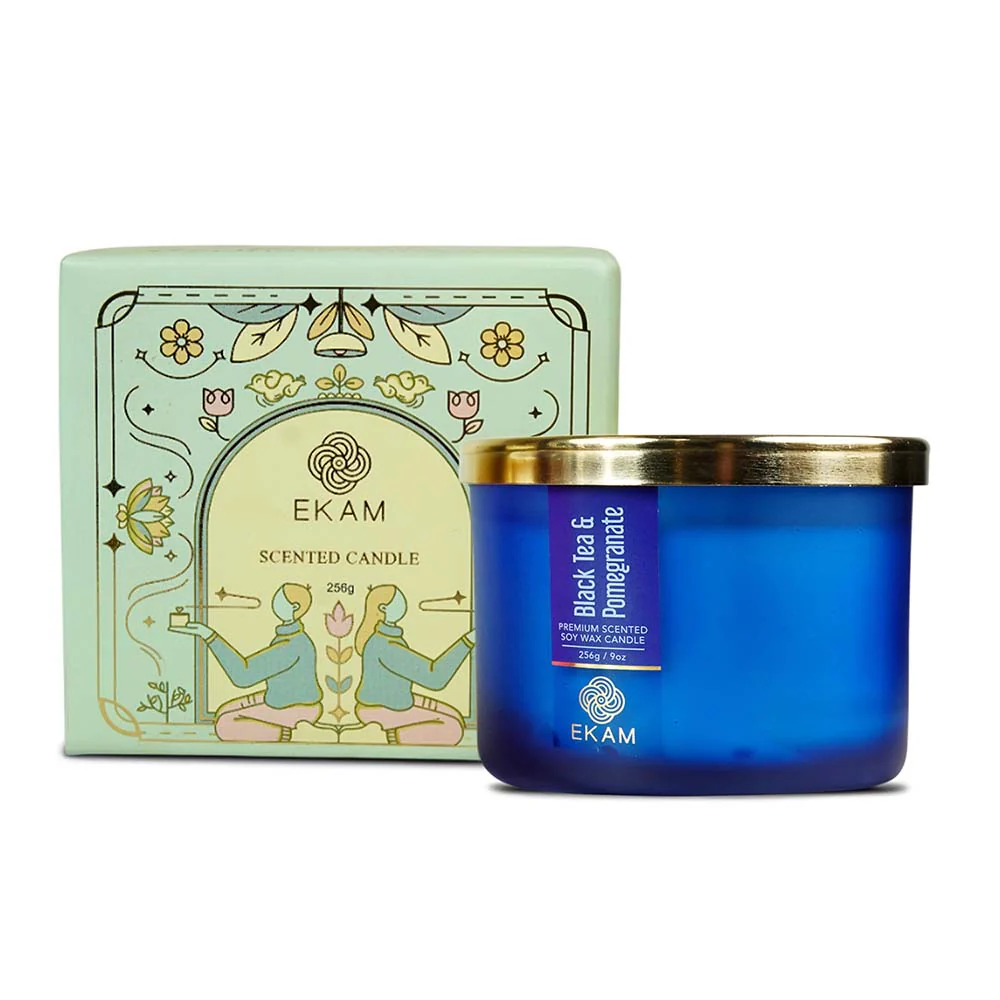 Black Tea & Pomegranate 3 Wick Scented Candle - Image 3