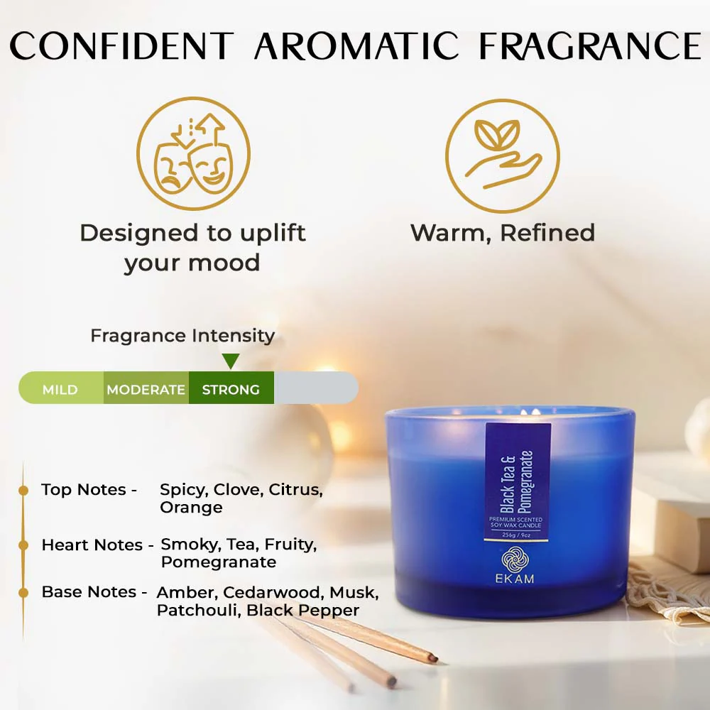 Black Tea & Pomegranate 3 Wick Scented Candle - Image 5