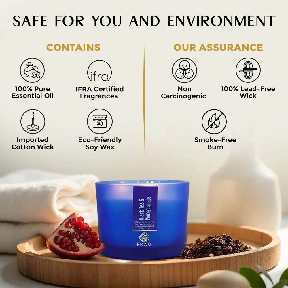 Black Tea & Pomegranate 3 Wick Scented Candle - Image 7