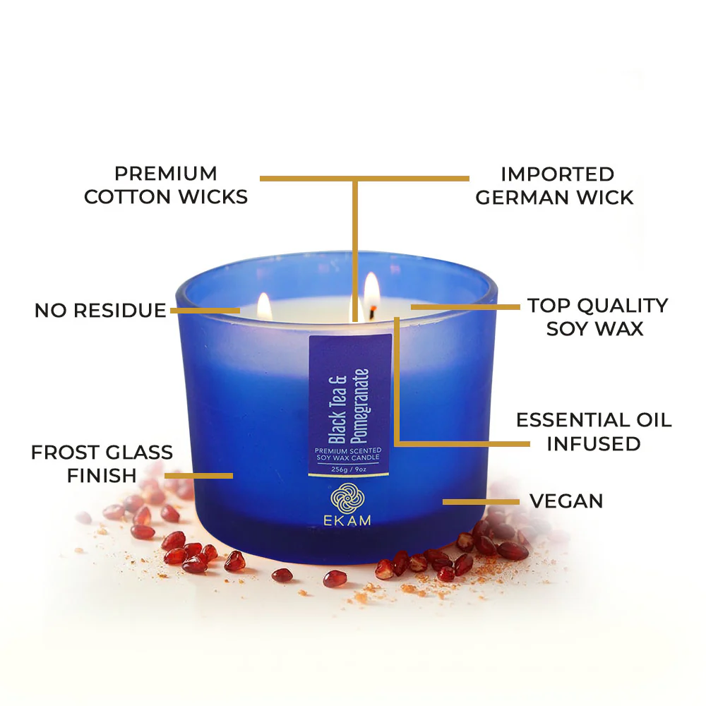Black Tea & Pomegranate 3 Wick Scented Candle - Image 8