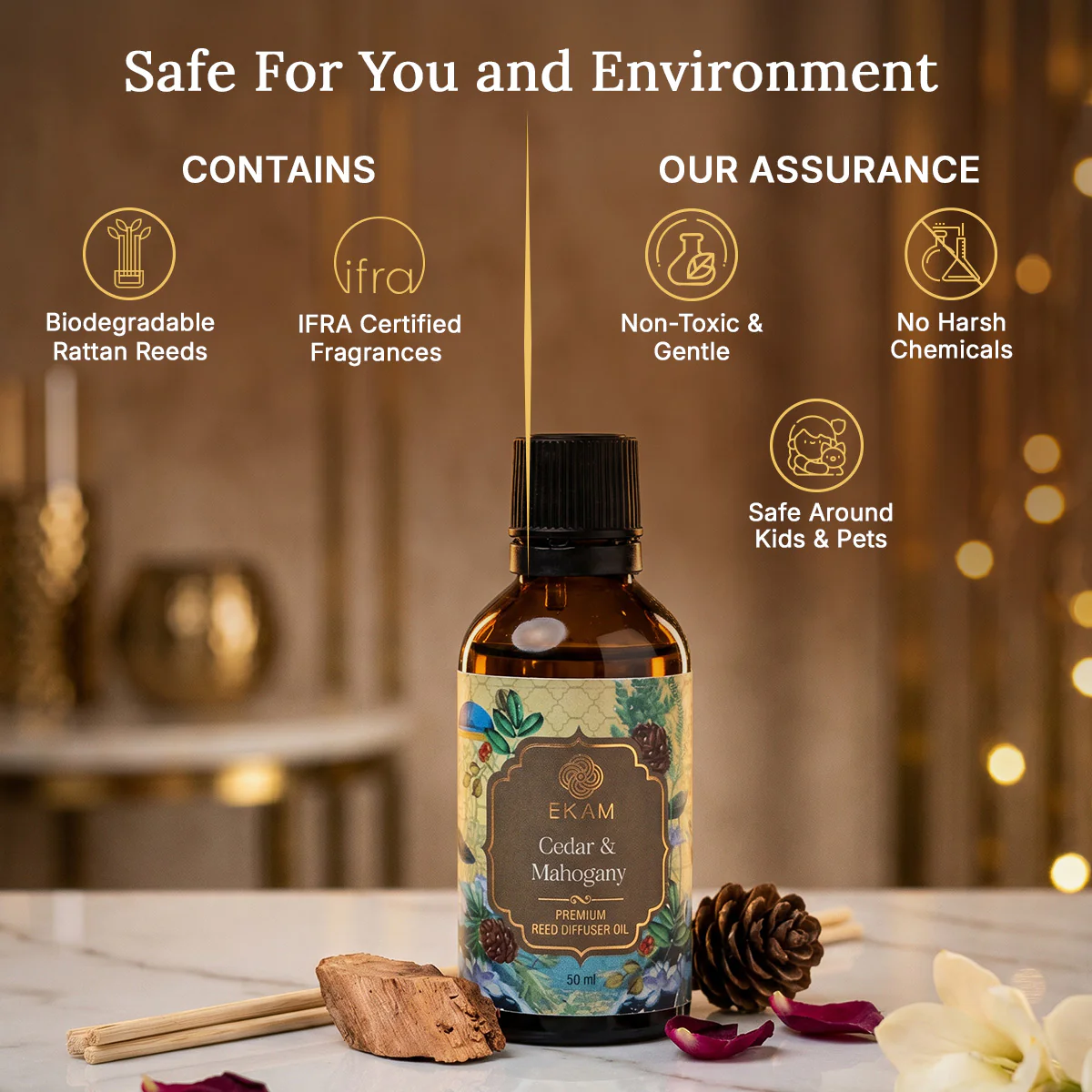 Cedar & Mahogany Reed Diffuser 50 ml Refill Oil Gift Box - Image 3