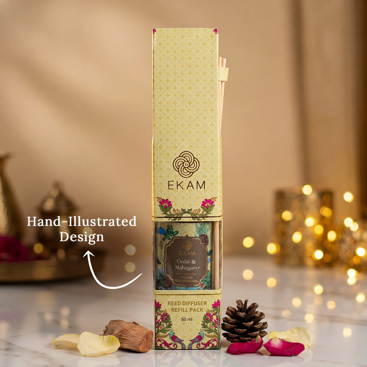 Cedar & Mahogany Reed Diffuser 50 ml Refill Oil Gift Box - Image 4