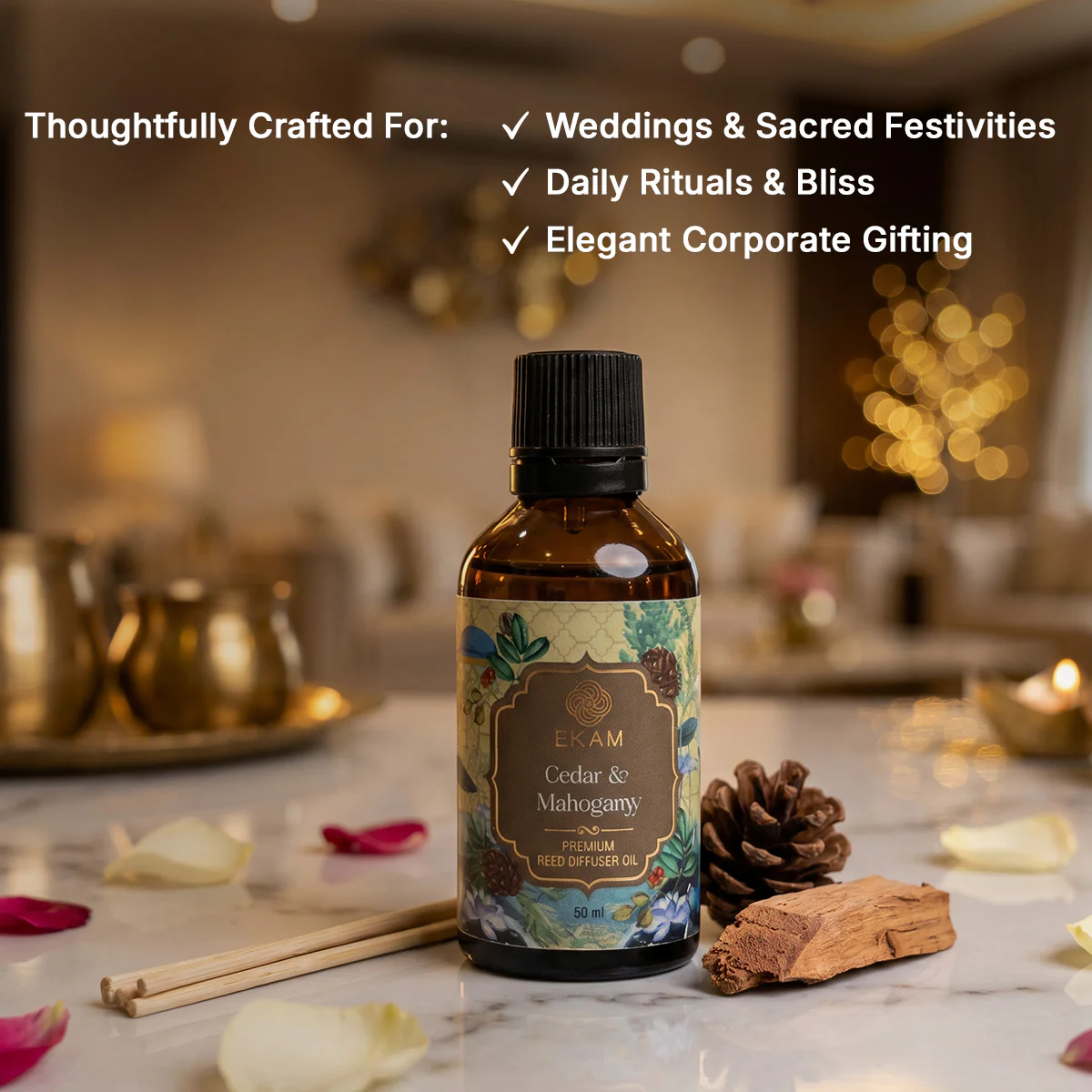 Cedar & Mahogany Reed Diffuser 50 ml Refill Oil Gift Box - Image 5