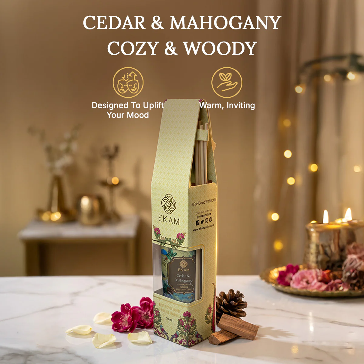 Cedar & Mahogany Reed Diffuser 50 ml Refill Oil Gift Box - Image 6