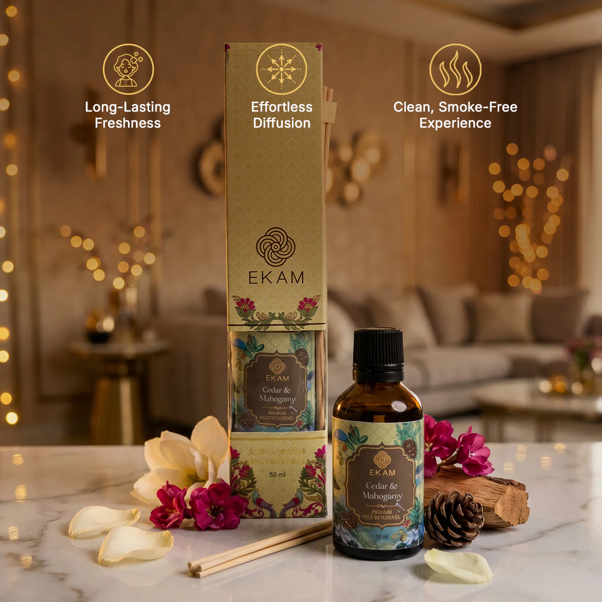 Cedar & Mahogany Reed Diffuser 50 ml Refill Oil Gift Box - Image 7