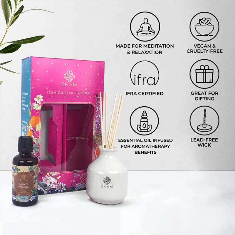 Cedar & Mahogany Reed Diffuser Gift Set - Image 4