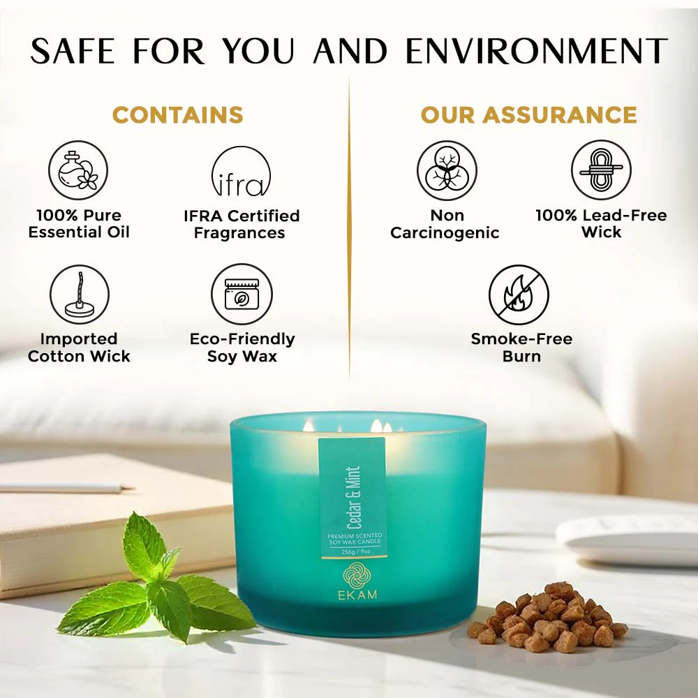 Cedar & Mint 3 Wick Scented Candle - Image 10