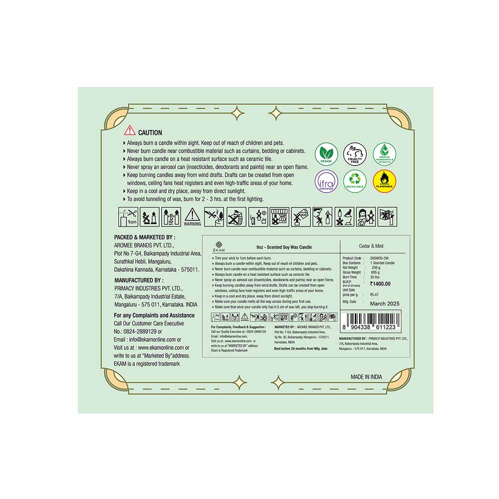 Cedar & Mint 3 Wick Scented Candle - Image 3