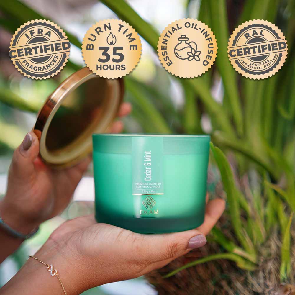 Cedar & Mint 3 Wick Scented Candle - Image 4
