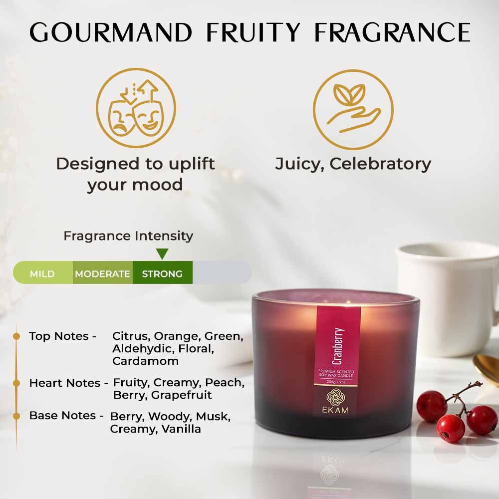 Cranberry 3 Wick Scented Candle - Image 5
