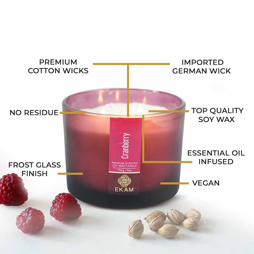Cranberry 3 Wick Scented Candle - Image 8