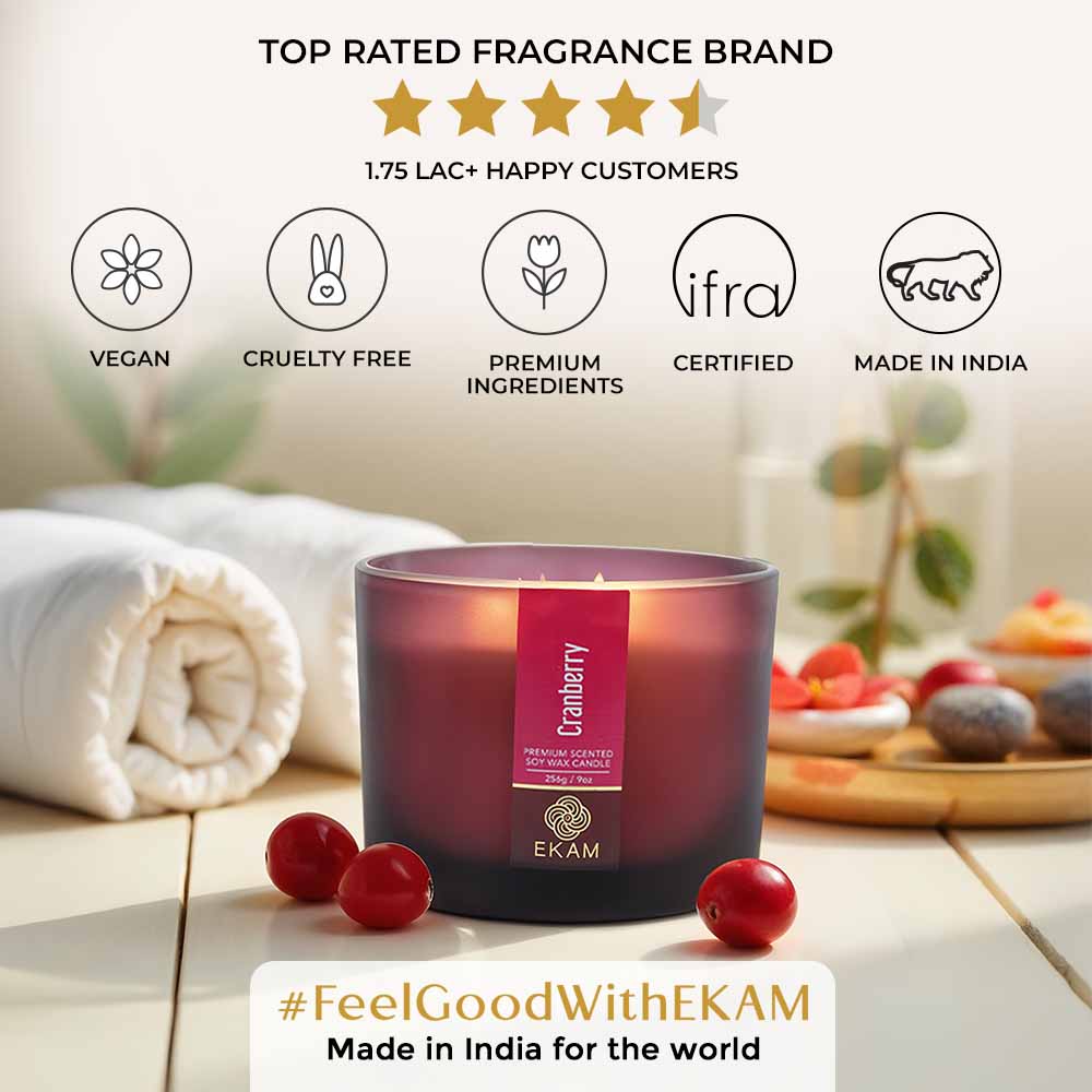 Cranberry 3 Wick Scented Candle - Image 9