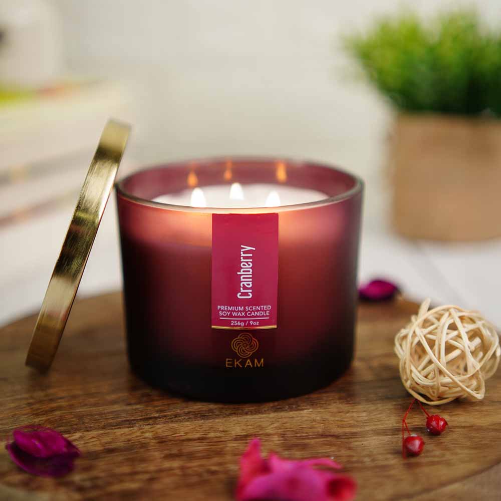 Cranberry 3 Wick Scented Candle - Image 4