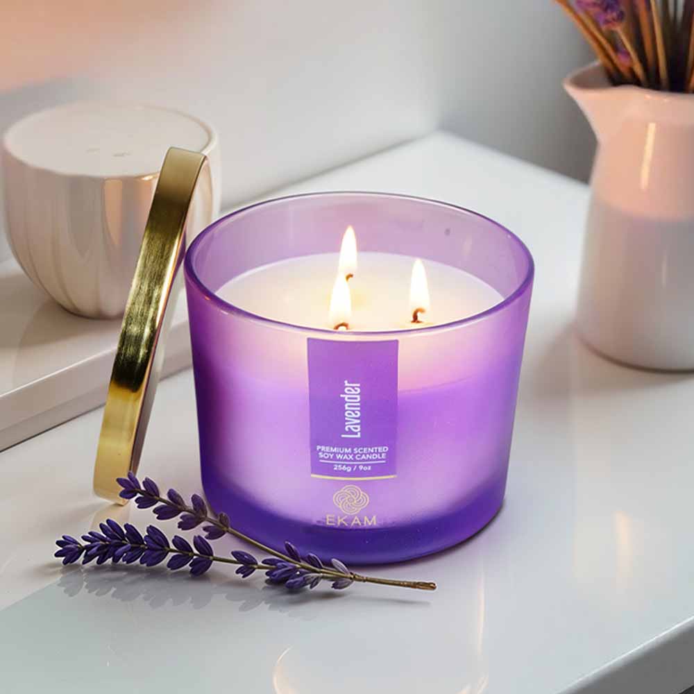 Lavender 3 Wick Scented Candle - Image 4