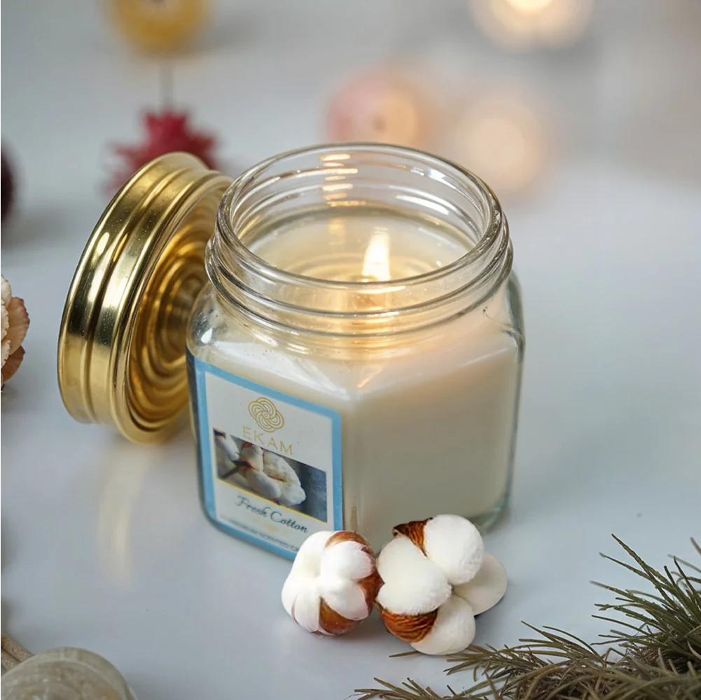 Fresh Cotton Hexa Jar Scented Candle - Image 3