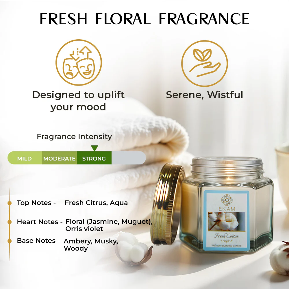 Fresh Cotton Hexa Jar Scented Candle - Image 6