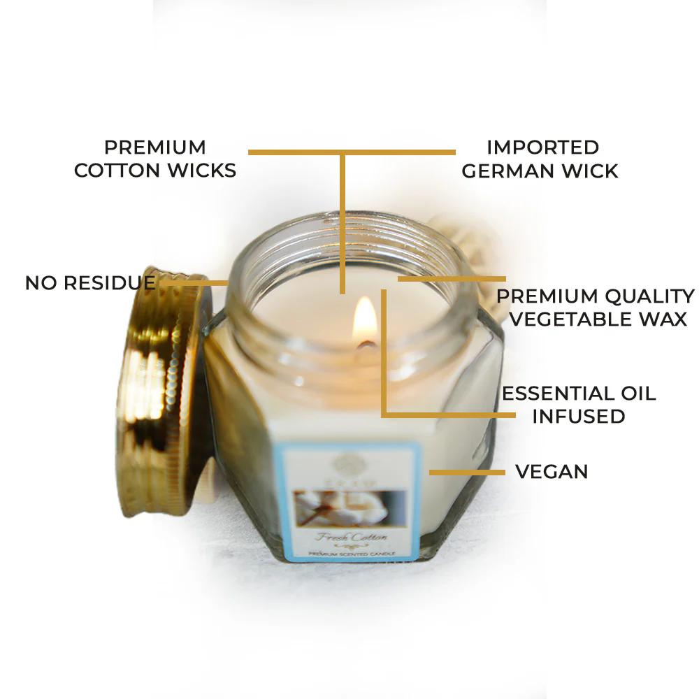 Fresh Cotton Hexa Jar Scented Candle - Image 7