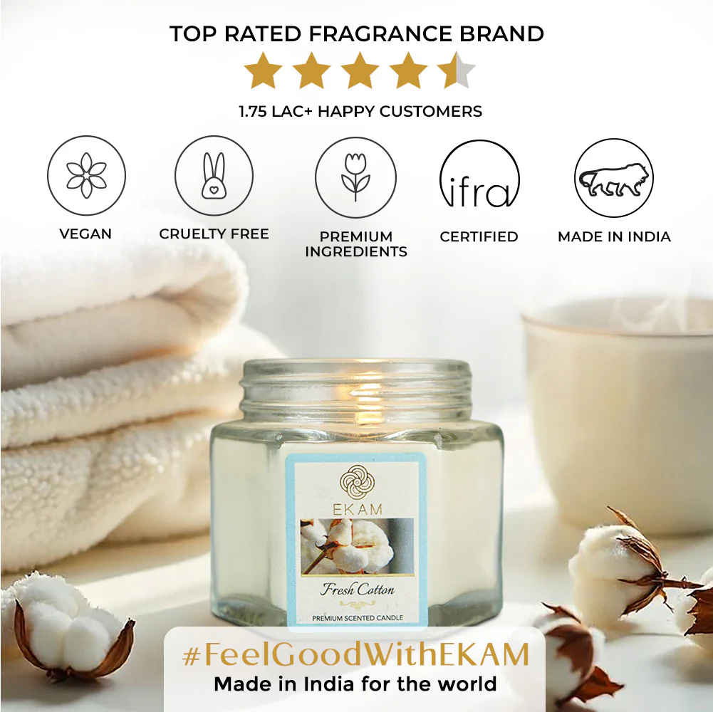 Fresh Cotton Hexa Jar Scented Candle - Image 9
