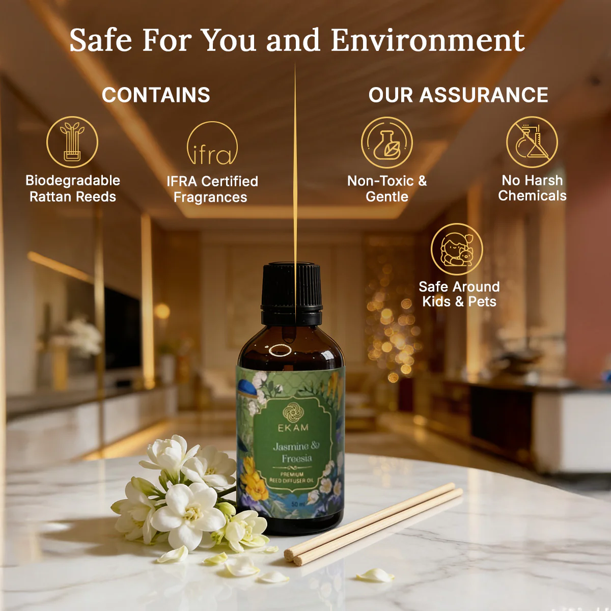 Jasmine & Freesia 50ml Reed Diffuser Refill Oil Gift Box - Image 3