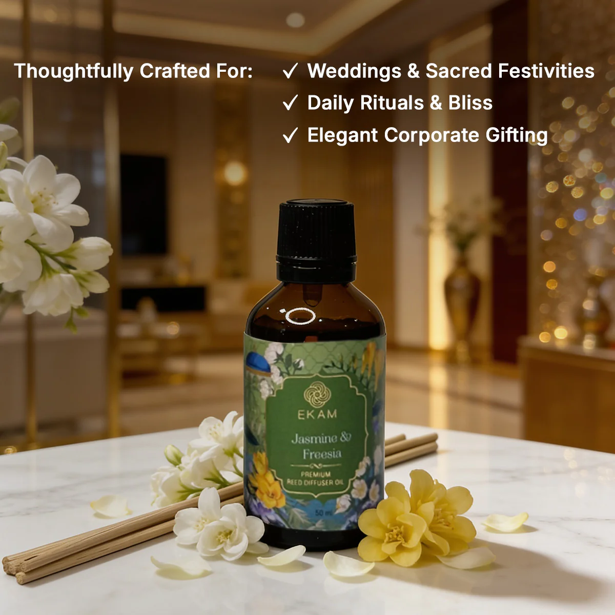 Jasmine & Freesia 50ml Reed Diffuser Refill Oil Gift Box - Image 5