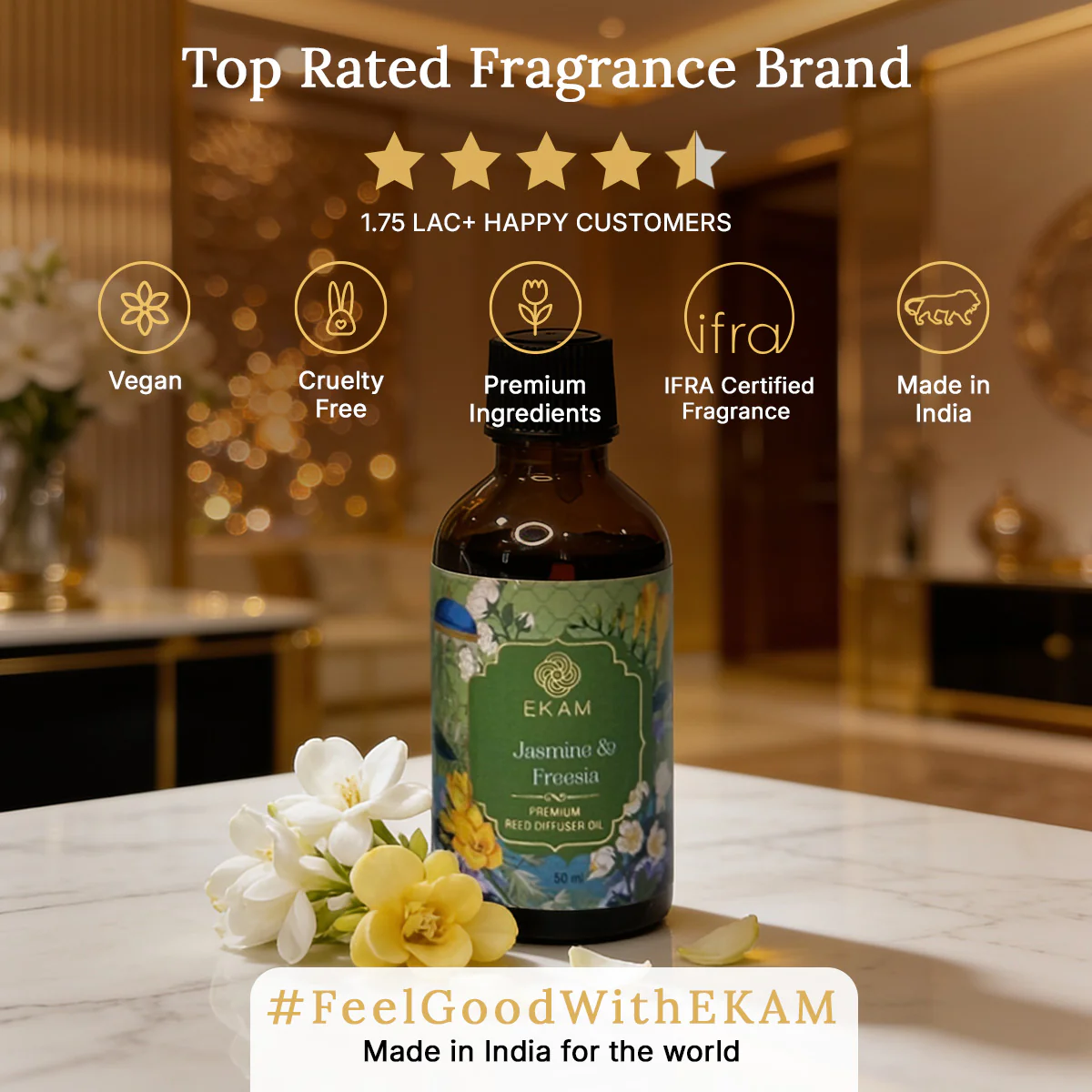 Jasmine & Freesia 50ml Reed Diffuser Refill Oil Gift Box - Image 8