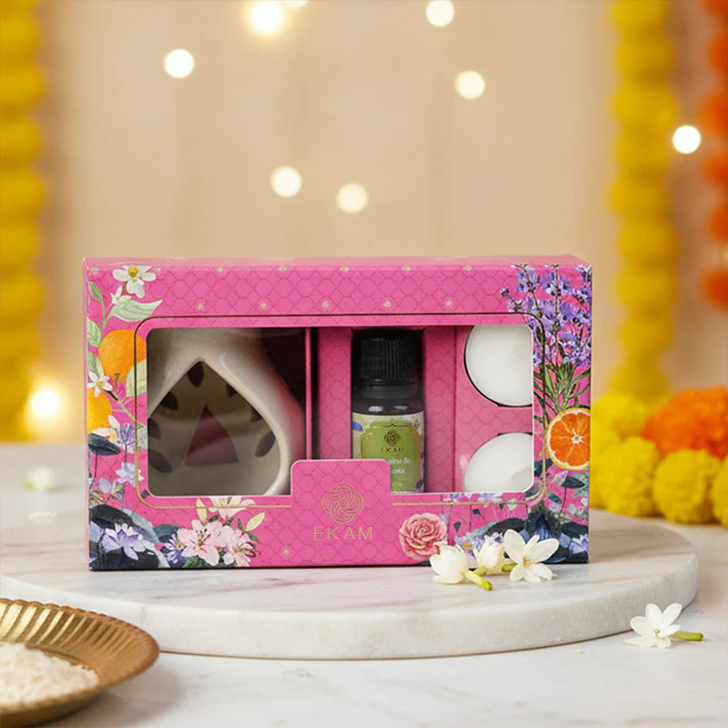 Jasmine & Freesia Ceramic Oil Warmer Gift Set - Image 4