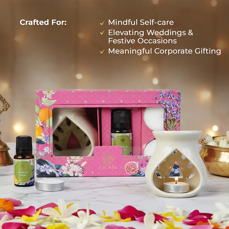 Jasmine & Freesia Ceramic Oil Warmer Gift Set - Image 5