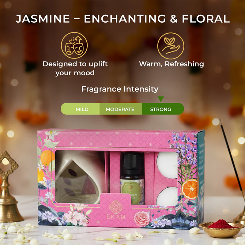Jasmine & Freesia Ceramic Oil Warmer Gift Set - Image 6