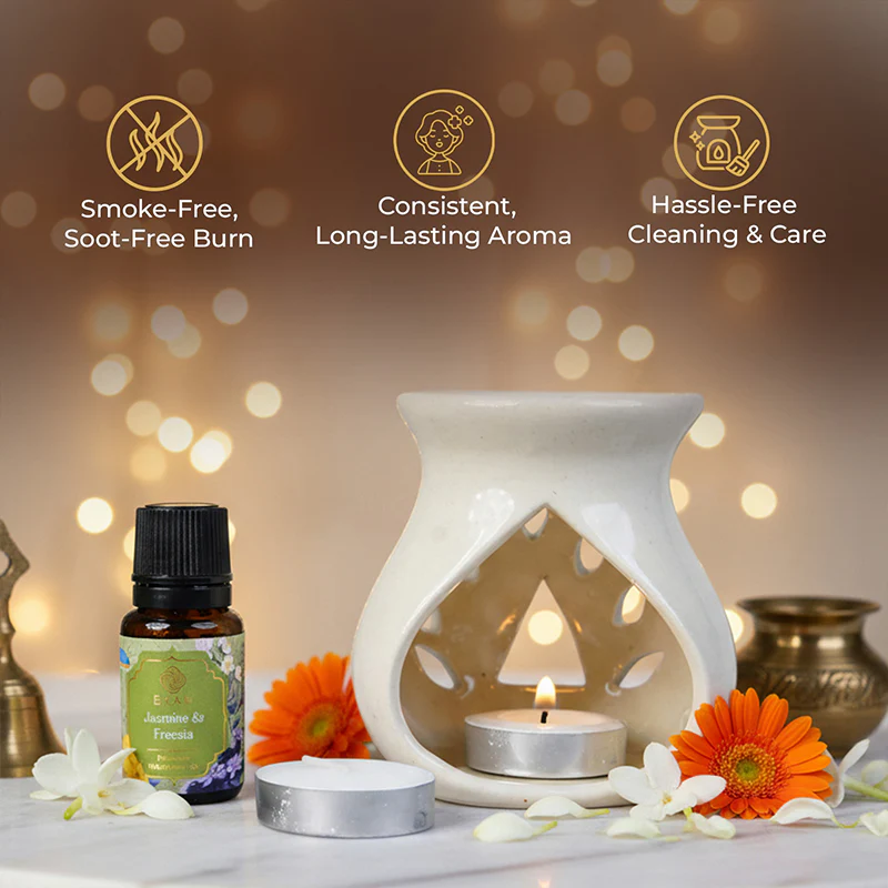 Jasmine & Freesia Ceramic Oil Warmer Gift Set - Image 7