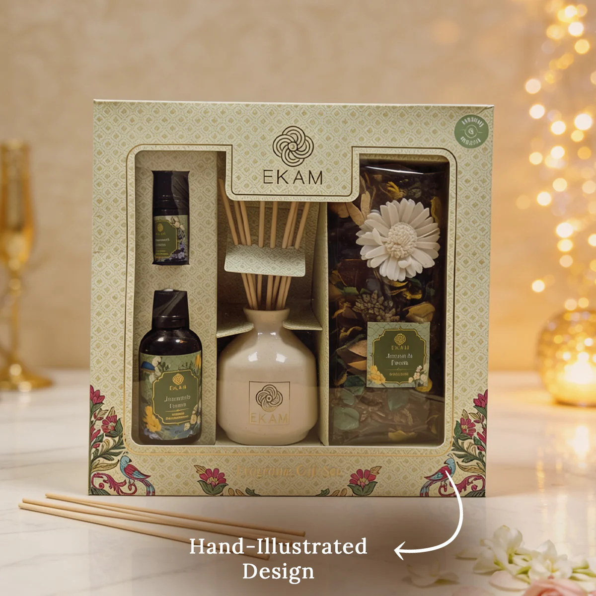 Jasmine & Freesia Reed Diffuser & Potpourri Gift Set - Image 4