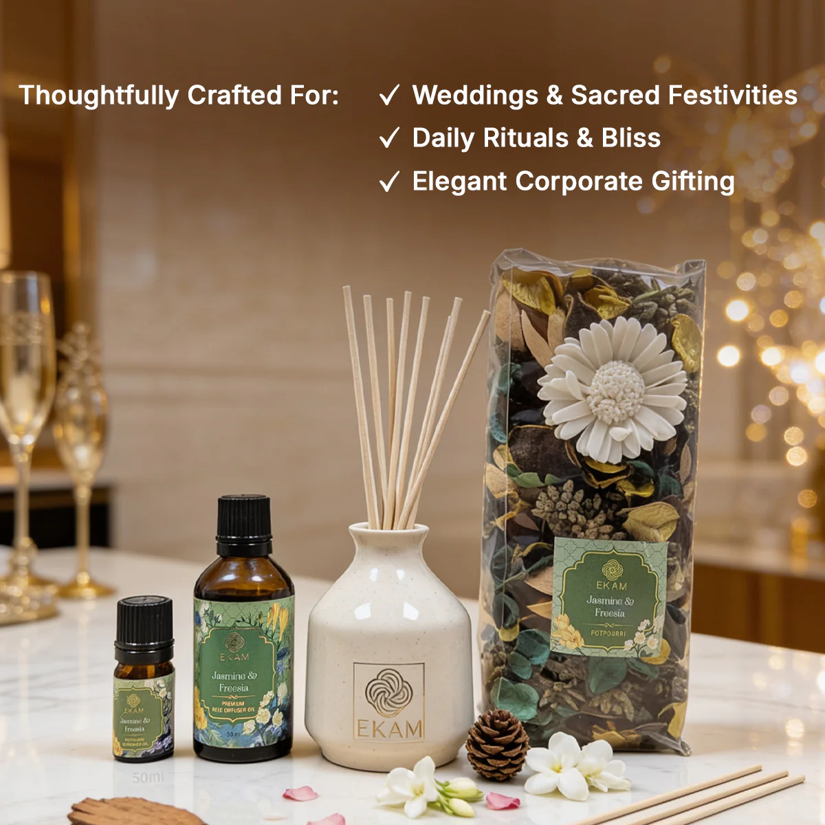 Jasmine & Freesia Reed Diffuser & Potpourri Gift Set - Image 5