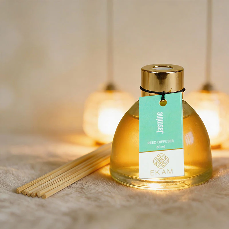 Jasmine Frosted Glass Reed Diffuser Set for Home, 60 ml - Image 3