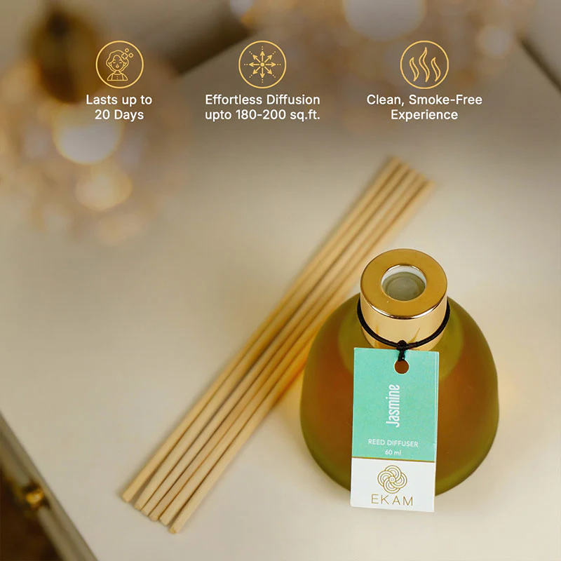 Jasmine Frosted Glass Reed Diffuser Set for Home, 60 ml - Image 5