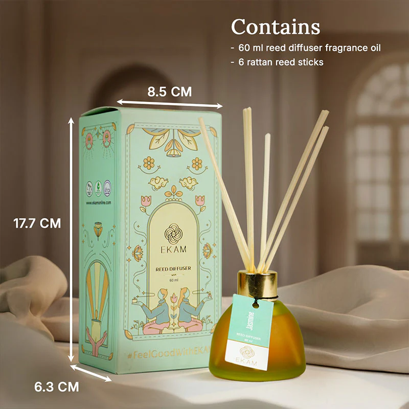 Jasmine Frosted Glass Reed Diffuser Set for Home, 60 ml - Image 6