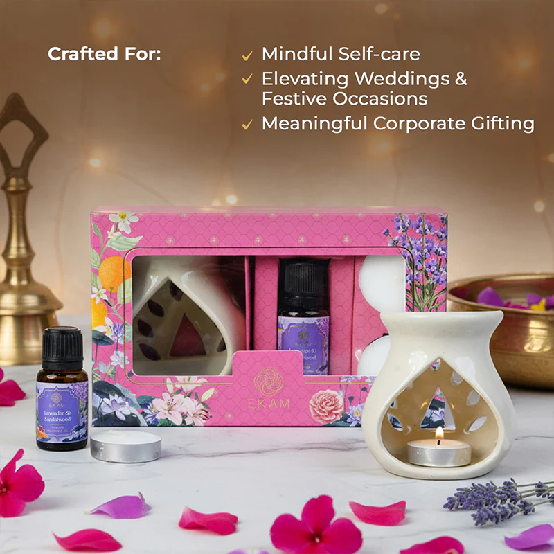 Lavender & Sandalwood Ceramic Oil Warmer Gift Set - Image 5