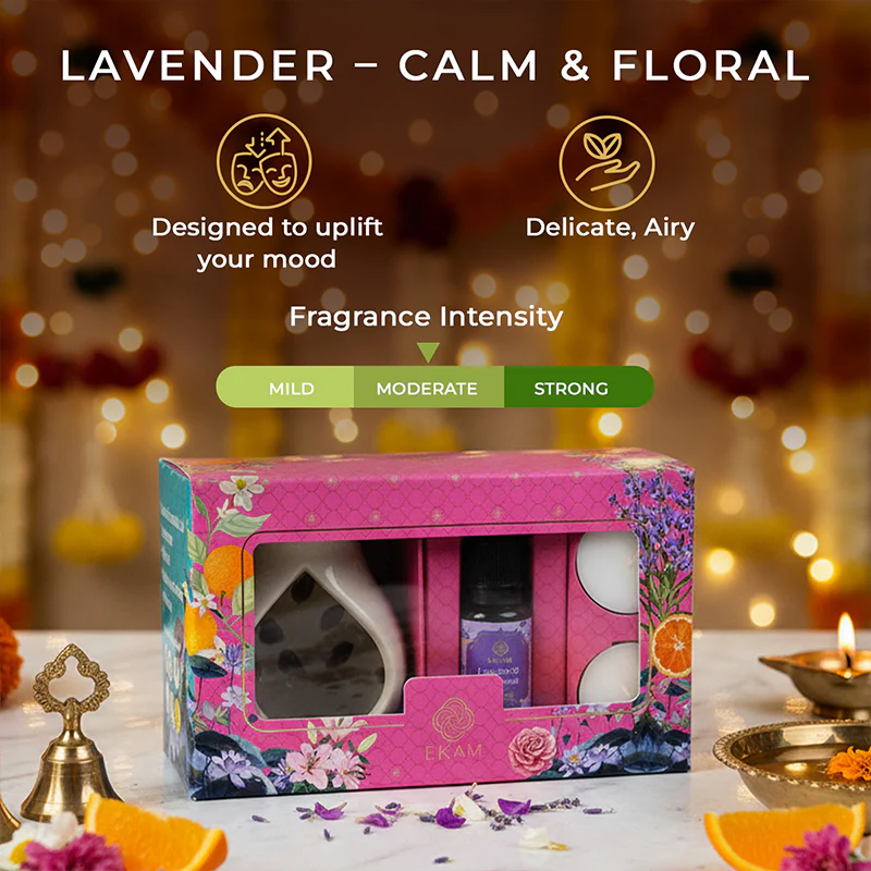 Lavender & Sandalwood Ceramic Oil Warmer Gift Set - Image 6