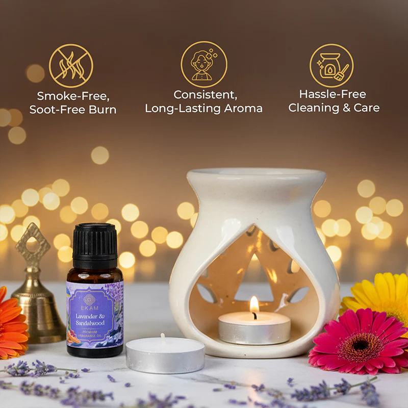 Lavender & Sandalwood Ceramic Oil Warmer Gift Set - Image 7