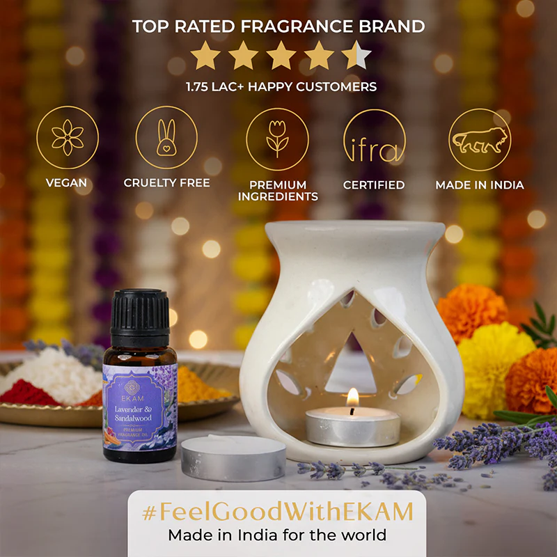 Lavender & Sandalwood Ceramic Oil Warmer Gift Set - Image 8