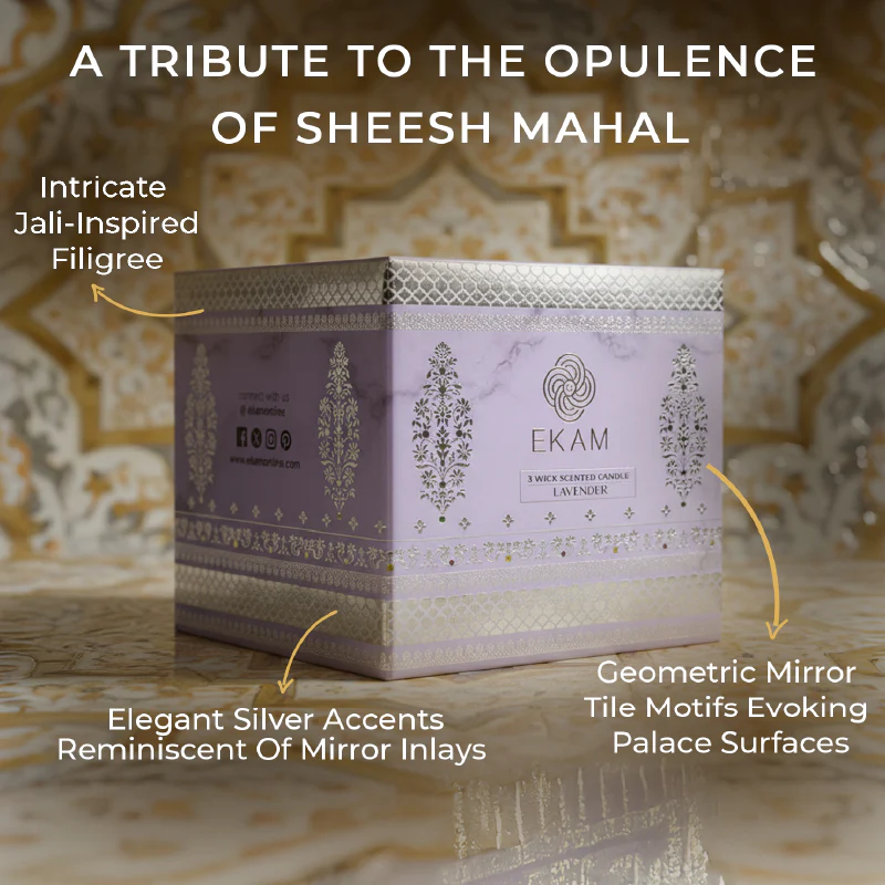 Lavender Scented 3 Wick Candle, 213 g| Festive Sheesh Mahal Collection, 2025-26 - Image 4