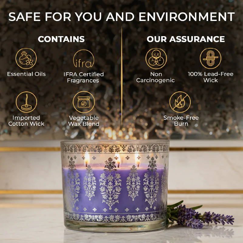 Lavender Scented 3 Wick Candle, 213 g| Festive Sheesh Mahal Collection, 2025-26 - Image 7