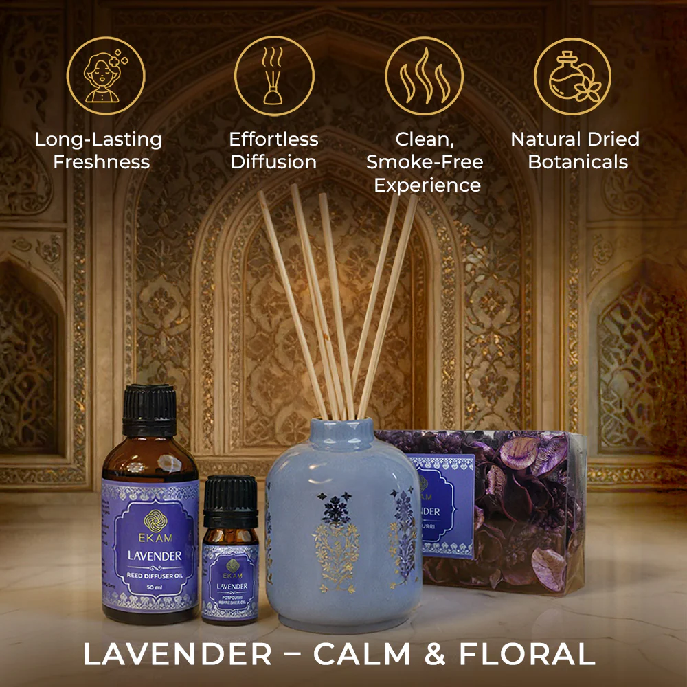 Lavender Scented Reed Diffuser & Potpourri Gift Set| Festive Sheesh Mahal Collection, 2025-26 - Image 5