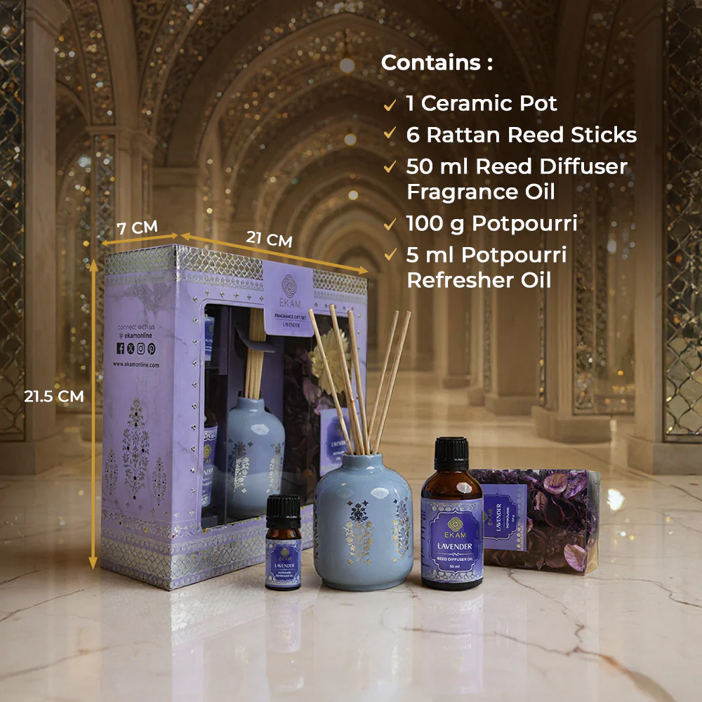 Lavender Scented Reed Diffuser & Potpourri Gift Set| Festive Sheesh Mahal Collection, 2025-26 - Image 6