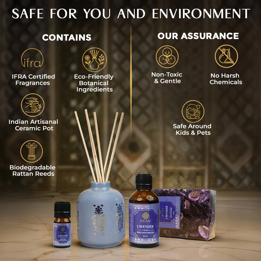 Lavender Scented Reed Diffuser & Potpourri Gift Set| Festive Sheesh Mahal Collection, 2025-26 - Image 7