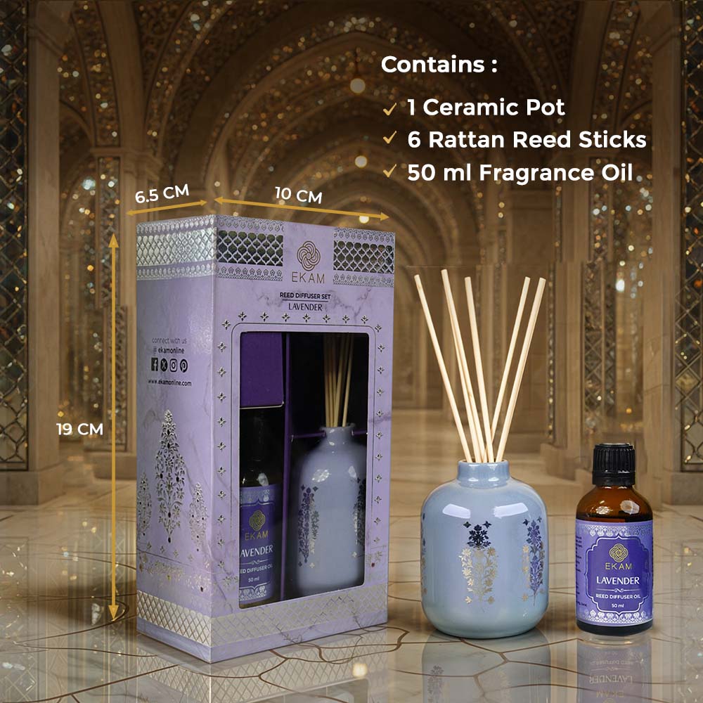 Lavender Scented Reed Diffuser Set| Festive Sheesh Mahal Collection, 2025-26 - Image 6