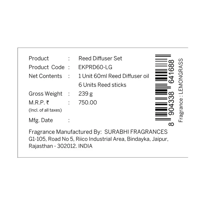 Lemongrass Frosted Glass Reed Diffuser Set for Home, 60 ml - Image 10