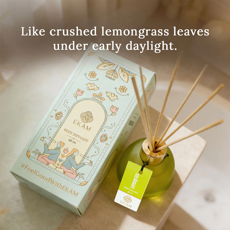 Lemongrass Frosted Glass Reed Diffuser Set for Home, 60 ml - Image 4