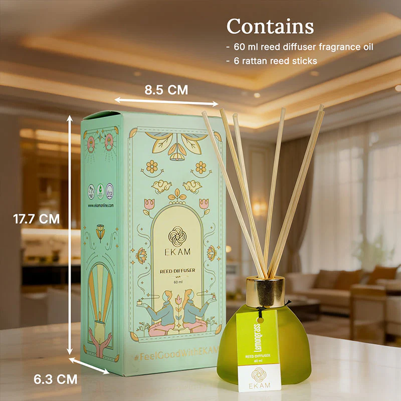 Lemongrass Frosted Glass Reed Diffuser Set for Home, 60 ml - Image 6